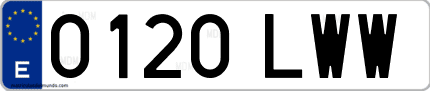Ejemplo de matrícula de coche ordinaria 0120 LWW