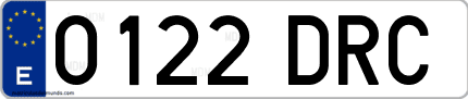 Ejemplo de matrícula de coche ordinaria 0122 DRC