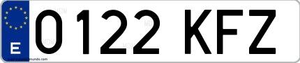 Ejemplo de matrícula española 0122 KFZ