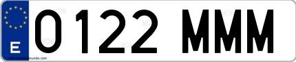 Ejemplo de matrícula española 0122 MMM