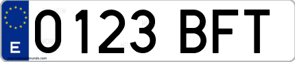 Ejemplo de matrícula de coche ordinaria 0123 BFT