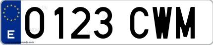 Ejemplo de matrícula española 0123 CWM