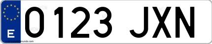 Ejemplo de matrícula española 0123 JXN