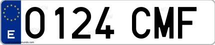 Ejemplo de matrícula española 0124 CMF