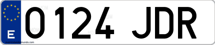 Ejemplo de matrícula de coche ordinaria 0124 JDR