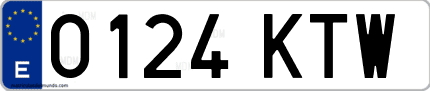Ejemplo de matrícula de coche ordinaria 0124 KTW