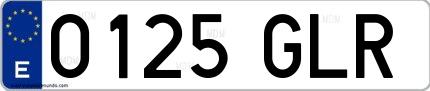 Ejemplo de matrícula española 0125 GLR