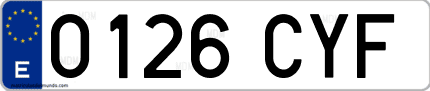 Ejemplo de matrícula de coche ordinaria 0126 CYF