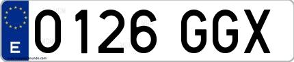 Ejemplo de matrícula española 0126 GGX