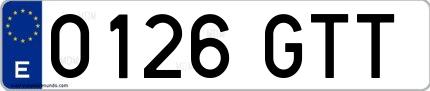 Ejemplo de matrícula española 0126 GTT