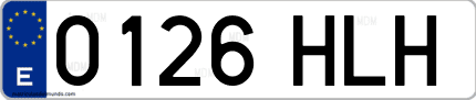 Ejemplo de matrícula de coche ordinaria 0126 HLH