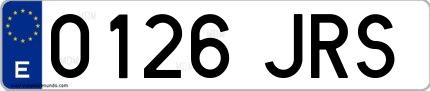 Ejemplo de matrícula española 0126 JRS