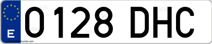 Ejemplo de matrícula de coche ordinaria 0128 DHC