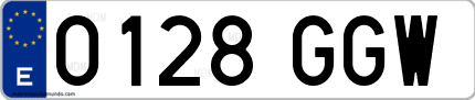 Ejemplo de matrícula de coche ordinaria 0128 GGW