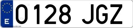 Ejemplo de matrícula española 0128 JGZ