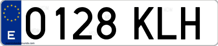 Ejemplo de matrícula de coche ordinaria 0128 KLH