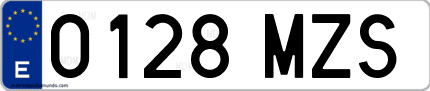 Ejemplo de matrícula de coche ordinaria 0128 MZS