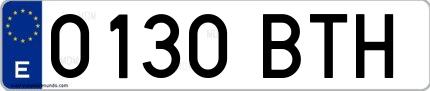 Ejemplo de matrícula española 0130 BTH
