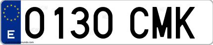 Ejemplo de matrícula de coche ordinaria 0130 CMK