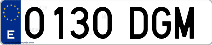 Ejemplo de matrícula de coche ordinaria 0130 DGM