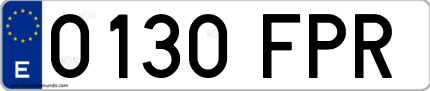 Ejemplo de matrícula de coche ordinaria 0130 FPR