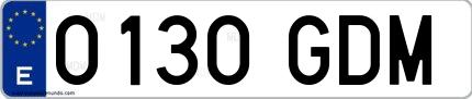 Ejemplo de matrícula española 0130 GDM