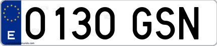 Ejemplo de matrícula de coche ordinaria 0130 GSN