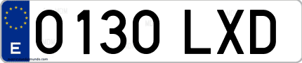 Ejemplo de matrícula de coche ordinaria 0130 LXD
