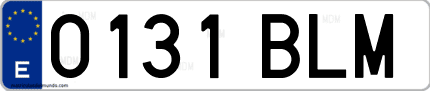 Ejemplo de matrícula de coche ordinaria 0131 BLM