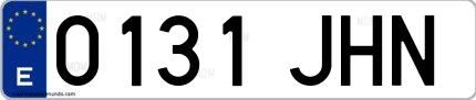 Ejemplo de matrícula española 0131 JHN