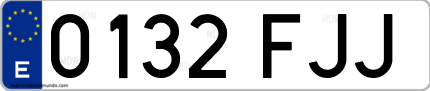 Ejemplo de matrícula de coche ordinaria 0132 FJJ