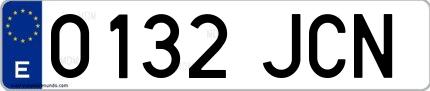 Ejemplo de matrícula española 0132 JCN