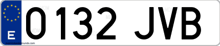 Ejemplo de matrícula de coche ordinaria 0132 JVB