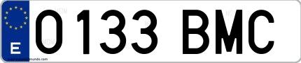 Ejemplo de matrícula española 0133 BMC