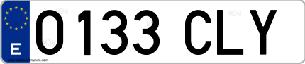 Ejemplo de matrícula de coche ordinaria 0133 CLY