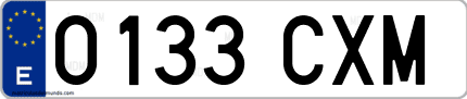 Ejemplo de matrícula de coche ordinaria 0133 CXM