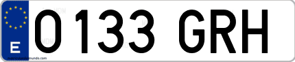 Ejemplo de matrícula de coche ordinaria 0133 GRH