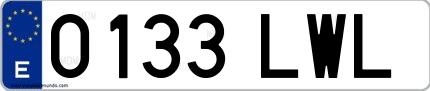 Ejemplo de matrícula española 0133 LWL