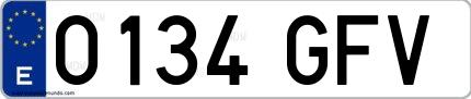 Ejemplo de matrícula española 0134 GFV