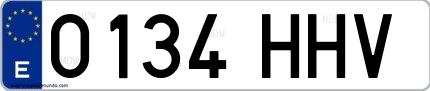 Ejemplo de matrícula española 0134 HHV