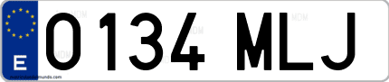 Ejemplo de matrícula de coche ordinaria 0134 MLJ