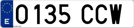 Ejemplo de matrícula española 0135 CCW