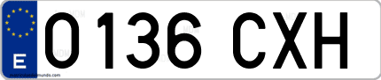 Ejemplo de matrícula de coche ordinaria 0136 CXH