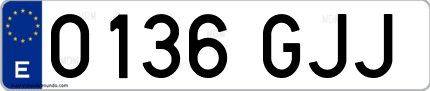 Ejemplo de matrícula de coche ordinaria 0136 GJJ