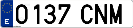 Ejemplo de matrícula de coche ordinaria 0137 CNM