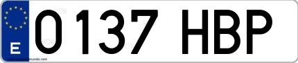 Ejemplo de matrícula española 0137 HBP