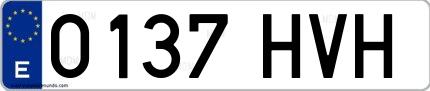 Ejemplo de matrícula española 0137 HVH
