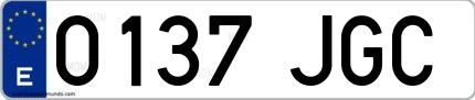 Ejemplo de matrícula española 0137 JGC