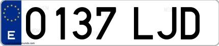 Ejemplo de matrícula española 0137 LJD