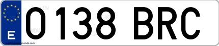 Ejemplo de matrícula española 0138 BRC